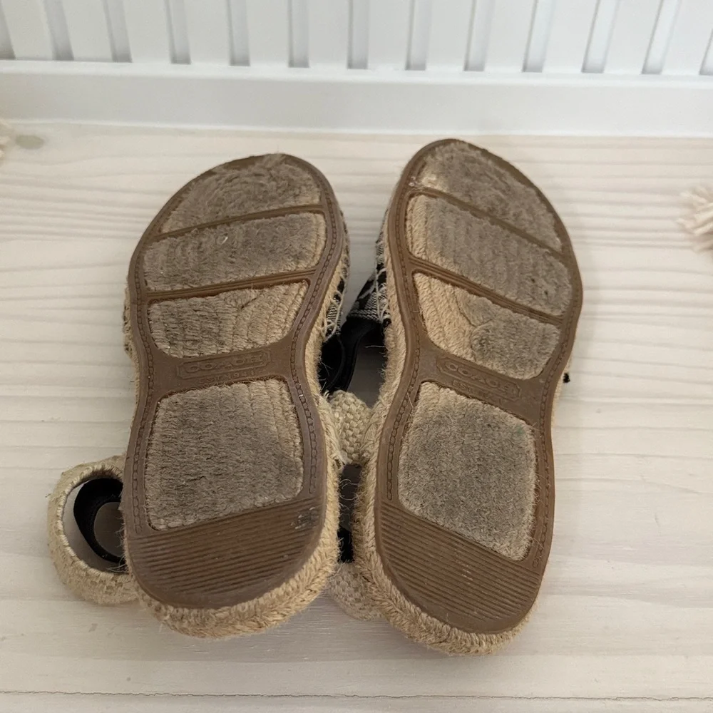 Coach Black and Tan Espadrille Flats